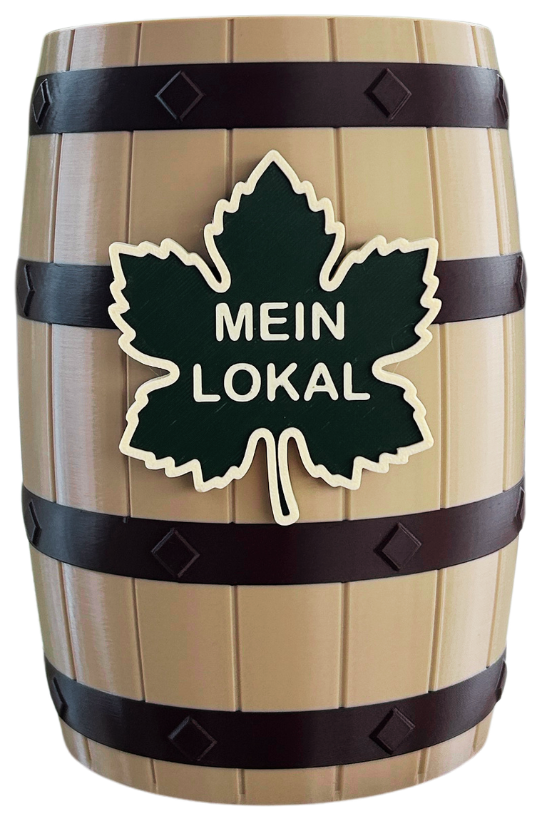 Weinfass-Kühler mit eingeprägtem Branding »Mein Lokal« – Beispiel für eine individuelle Personalisierung